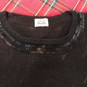 Black lambswool/angora/nylon Bugle Beaded Sweater